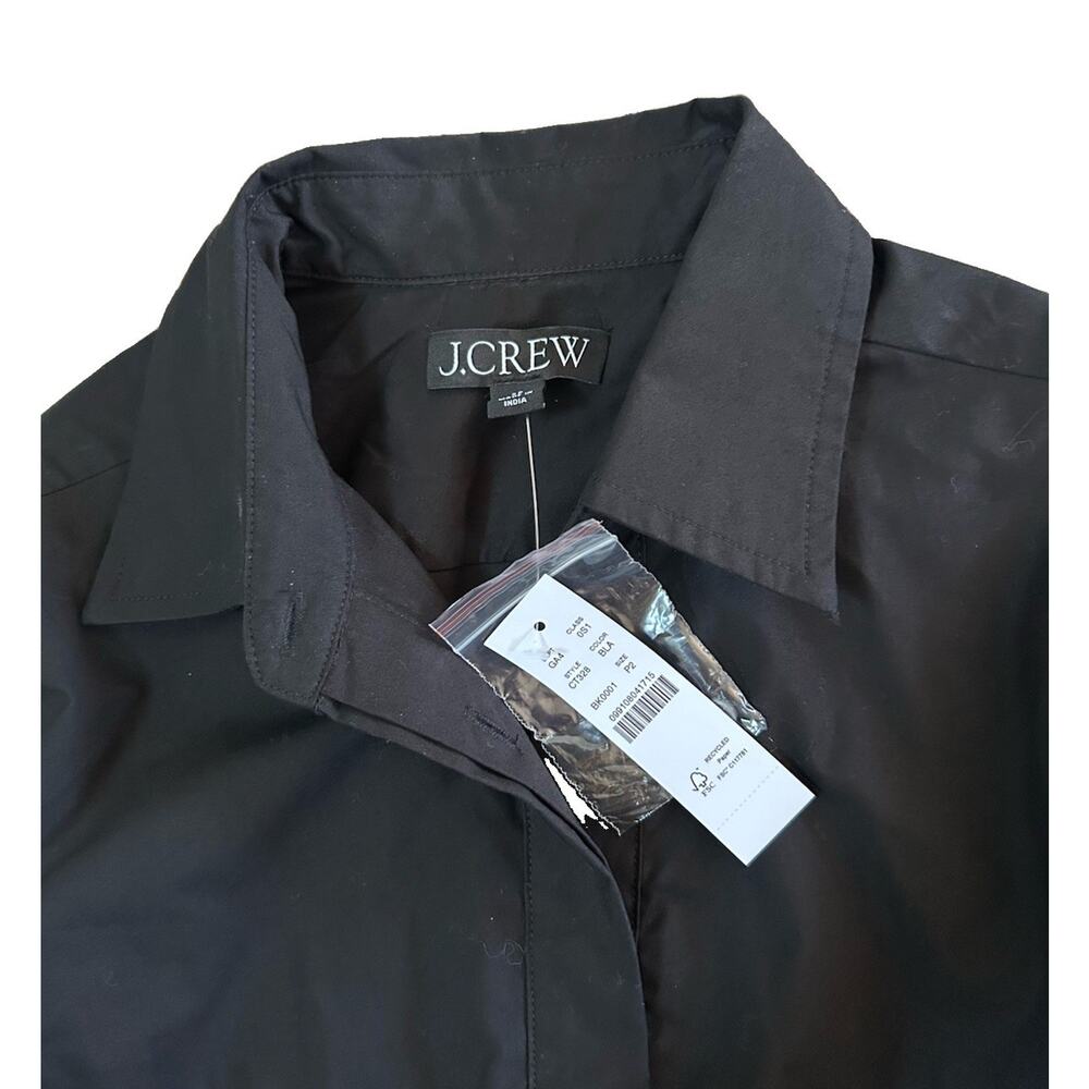NWT J. Crew Elena Poplin Cotton Shirt Dress Black Women’s 2P Preppy Minimalist - Picture 4 of 10